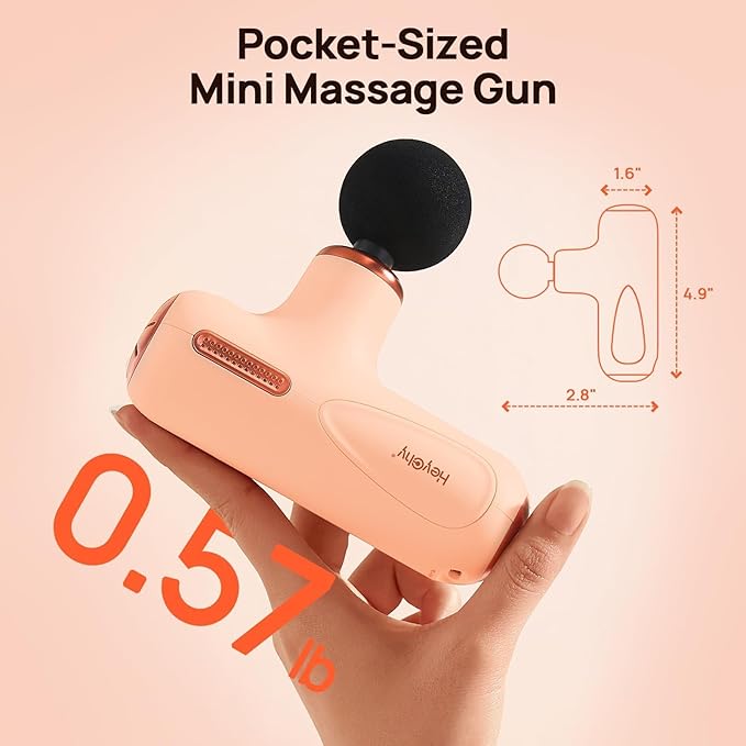 Super Mini Massage Gun Deep Tissue, Samll Massager Gun with 5-Speed & 4 Heads, Portable Handheld Massager Quiet for Home/Gym/Office/Travel, Muscle Massager Gift for Men & Women, Athletes, Cream - Bloomnest