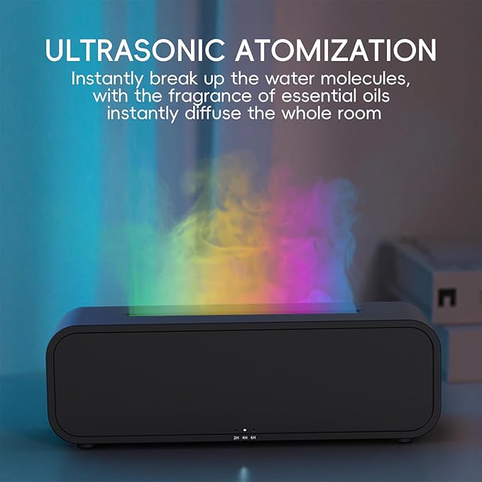 Essential Oil Diffuser, Flame Fire Oil Diffuser, 250ml Cool Mist Aromatherapy Humidifier, Scent Aroma Diffuser with 7 Colors Light, Remote Control, Timer & Auto-Off for Home Room (Black) - Bloomnest