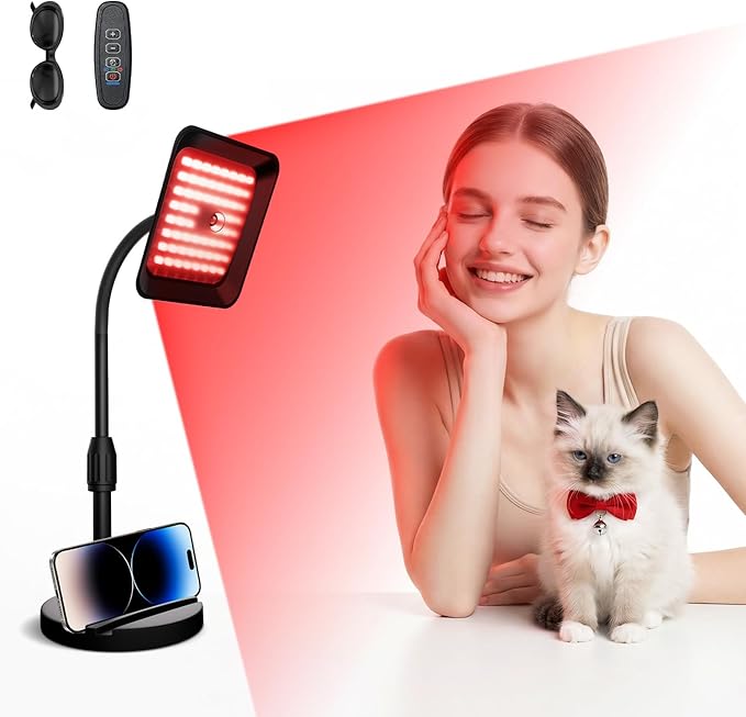 SJZX Red Light Therapy for Face Body, 360° Adjustable Infrared Light Therapy Lamp with 660nm 730nm 850nm LED Red Lights Panel Device, Home use with Goggles & Phone Stand, Ideal Gift for Women Mom Wife sjzxuv