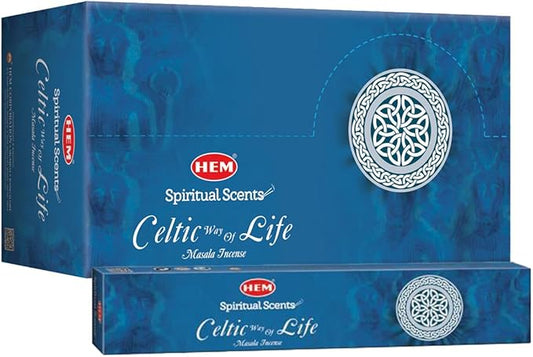 Hem Celtic Way of Life Masala Incense Sticks | Natural Fragrance of Sandalwood for Positivity | Smudge Healing Incense for Stress Relief & Cleansing | Gift Set - Pack of 12 (15 GMS Each)
