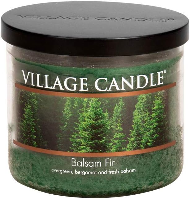 Village Candle Balsam Fir 17 oz Glass Bowl Scented Candle, Medium,Green - Bloomnest