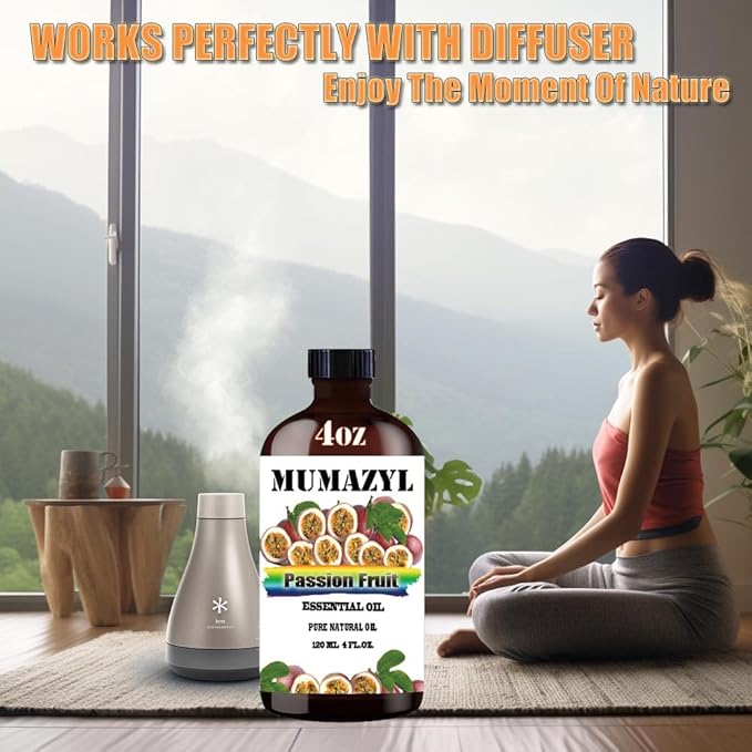 Passion Fruit Essential Oil, Passion Fruit Oil 4 Fl Oz 120ML for Diffuser Humidifier Yoga Cleaning DIY Candle Soap Making Essential Oils - Bloomnest