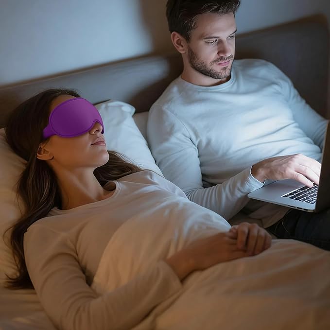 Sleep Mask for Men Women - 100% Blackout Eye Masks for Sleep - 3D Soft Sleeping Mask for Side Sleepers - Zero Pressure Lash Extensions Eye Cover Shade for Airplane Travel Essentials, Purple - Bloomnest