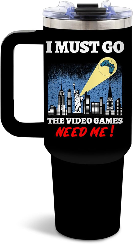 DUUV Gamer Gifts for Men, Video Game Tumbler 40 Oz with Handle and Straws, Funny Gaming Gifts for Kids Teen Boys Son Adults Dad Husband, Christmas Thanksgiving Birthday Gift for Gamers Teenage, 1PCS