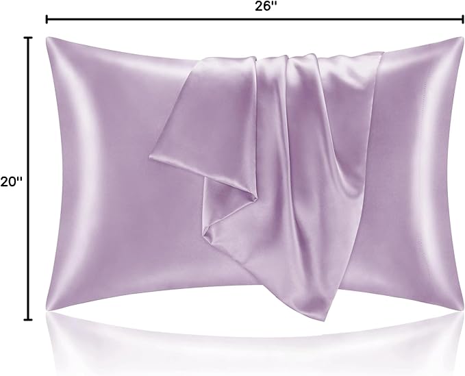 BEDELITE Satin Pillowcase for Hair and Skin, Super Soft and Cooling Similar to Silk Pillow Cases 2 Pack with Envelope Closure, Gift for Women Men(20"x26" Standard Size, Lavender) - Bloomnest