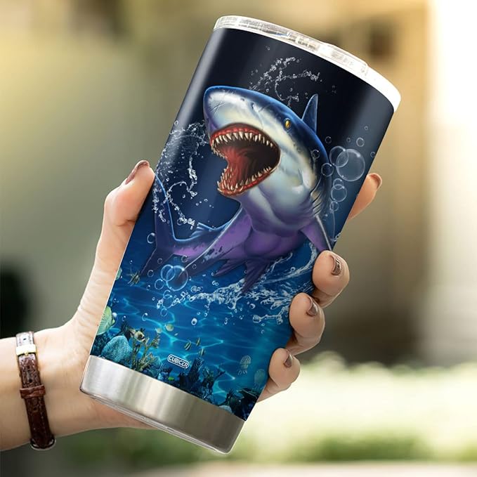 CUBICER Shark Cup Gifts For Lovers Adults Kids Men Him Steel Stainless Tumbler Coffee Mugs Oz Wine Drinking Glass Insulated Cups Animals Drink Accessories Christmas Birthday Party - Bloomnest