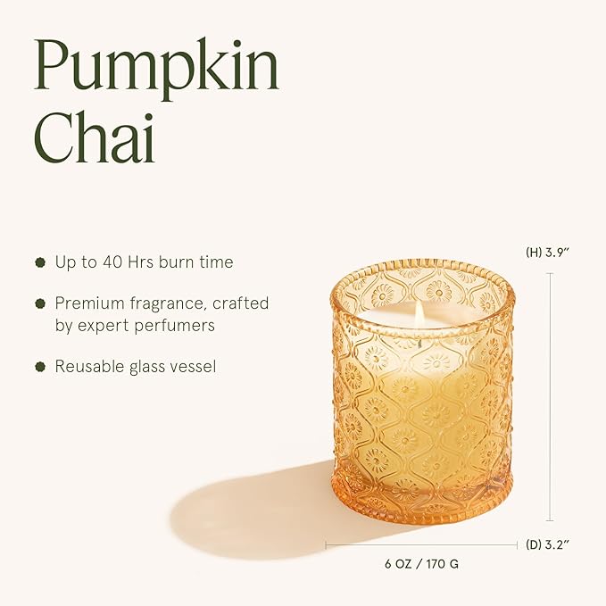 LA Jolie Muse Fall Candles, Pumpkin Chai Scented Candle, Natural Soy Candle, Autumn Candle Gift, Luxury Candles Gifts for Women & Men, House Warming Gift - Bloomnest
