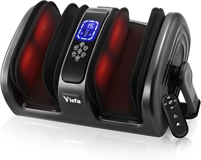 Shiatsu Foot Massager with Heat, Feet Massager for Neuropathy, Plantar Fasciitis and Pain Relief, Deep Kneading and Rolling Massage for Feet/Calf/Leg/Ankle,Gifts for Women Men, Grey