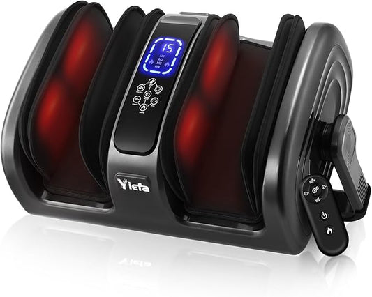 Shiatsu Foot Massager with Heat, Feet Massager for Neuropathy, Plantar Fasciitis and Pain Relief, Deep Kneading and Rolling Massage for Feet/Calf/Leg/Ankle,Gifts for Women Men, Grey