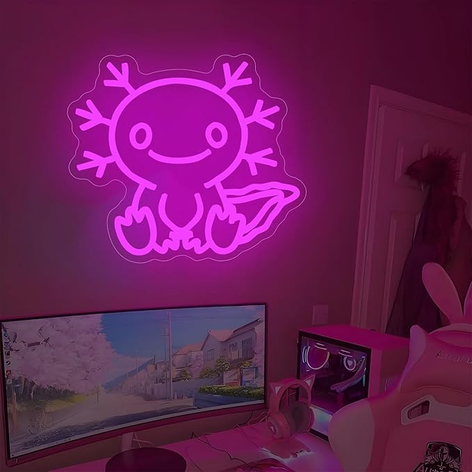Axolotl Neon Sign Dimmable Axolotl Led Sign Light for Wall Decor axolotl Neon Light Up Sign for Party Home Office Children Bedroom Christmas Gift - Bloomnest