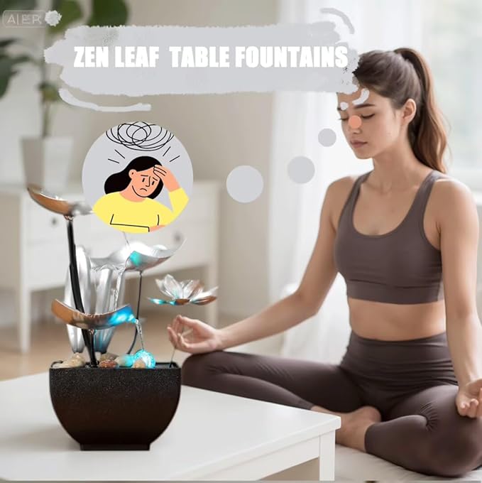 Tabletop Fountain Fountain Water Feature for Zen Home Decor: Deep Basin & Natural River Rocks - Zen Relaxation for Office, Living Room Silver - Bloomnest