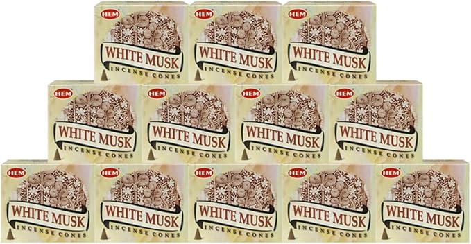 White Musk Incense Cones and Cone Incense Burner Bundle Insence Insense Hem Incense