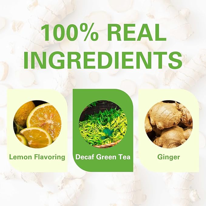 WT WEETEE Lemon Ginger Decaf Green Tea Bags 50 Counts, Made of Decaffeinated Green Tea, Ginger & Natural Lemon Flavor, Clean & Fresh - Bloomnest