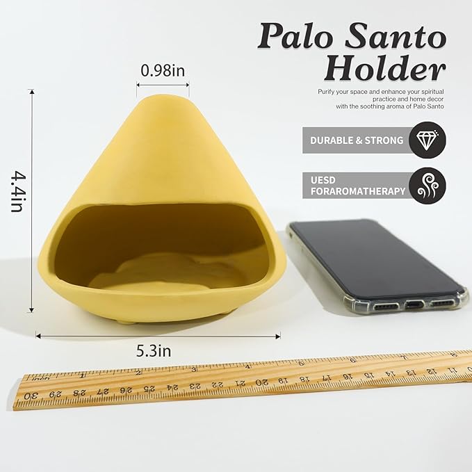Palo Santo Holder Incense Burner-Unique Zongzi-Shaped Clay Smudge Bowl for Sage,Copal,and Stick Incense-Mini Chiminea Meditation Tool for Zen Decor for Energy, Yoga, Meditation & Aromatherapy MOUGIGI