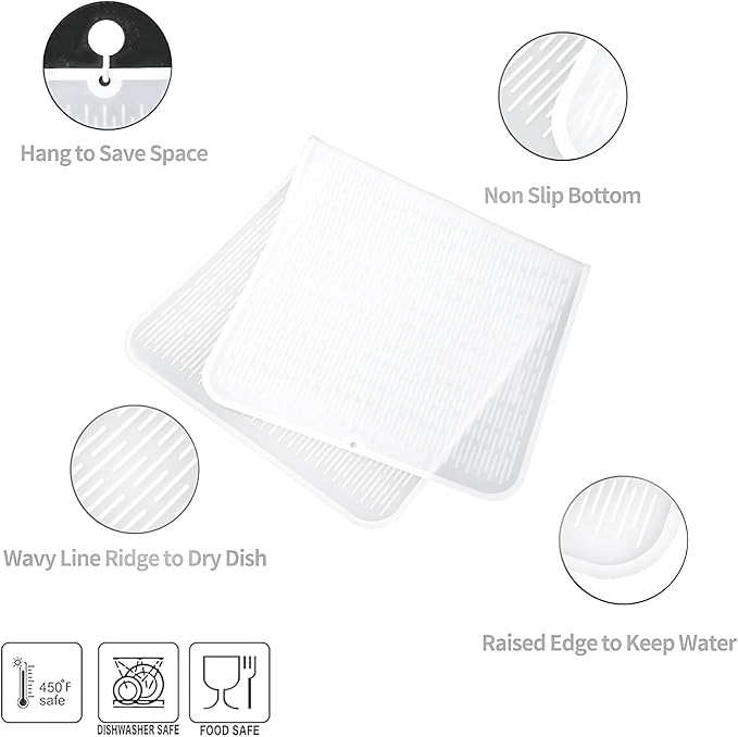 Silicone Dish Drying Mat for Multiple Usage,Easy clean,Eco-friendly,Heat-resistant Silicone Mat for Kitchen Counter or Sink,Refrigerator or Drawer Liner Translucent 5XL 36inches x 18inches - Bloomnest
