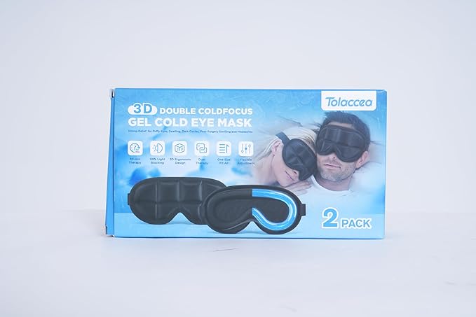 3D Cooling Sleep Mask with Double Coldfocus Gel - Frozen Cold Gel Eyes Mask with Contoured Blackout Hot & Cold Therapy for Women, Men Sleeping on Airplane Traveling for Migraine, Dry Puffy Eye,2 Packs - Bloomnest