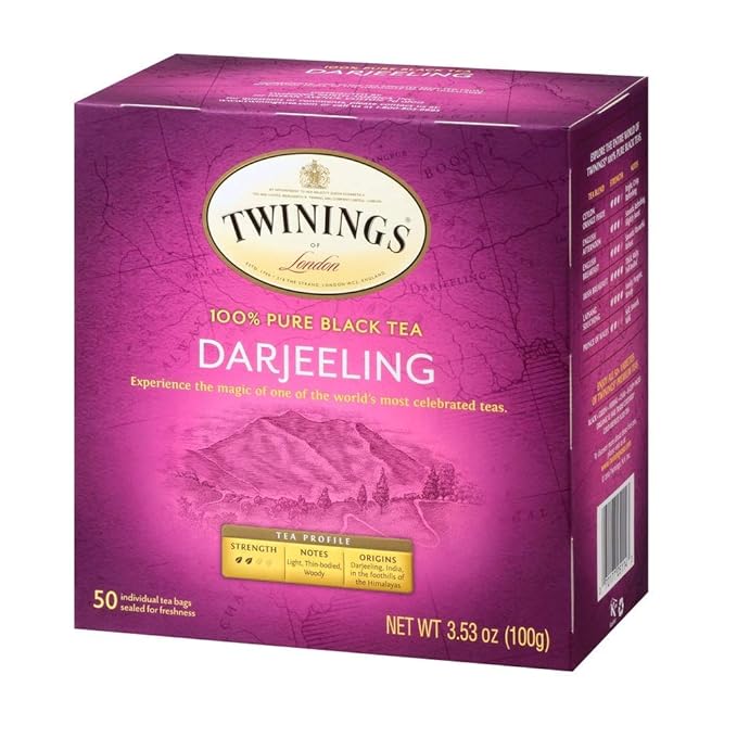 Twinings Darjeeling Tea - A Delicate, Dry Black Tea, Sophisticated Coffee Alternative with Less Caffeine, Individually Wrapped Tea Bags, 50 Count - Bloomnest