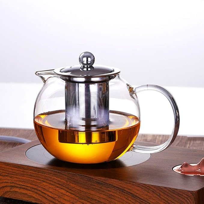 Glass Teapot with Removable Infuser Stovetop & Microwave Safe Borosilicate Clear Glass Teapot (22OZ) - Bloomnest