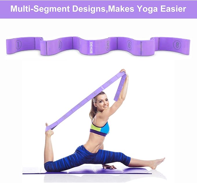 Stretch Strap, Elastic Yoga Stretching Strap, Multi-Loop for Physical Therapy, Pilates, Yoga, Dance & Gymnastics Exercise and Flexible Pilates Stretch Band - Bloomnest