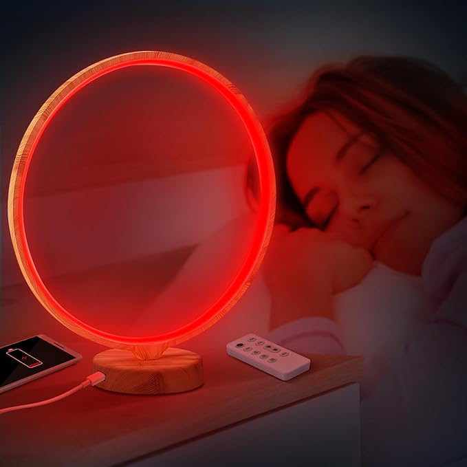 Red Light Therapy Night Light Lamp for Sleep 670nm Red Nightlight Desk Lamp with Multi-Color and Brightness Options Remote Control,Deep Relaxation and Improve Sleeping for Adults & Kids Bedrooms - Bloomnest