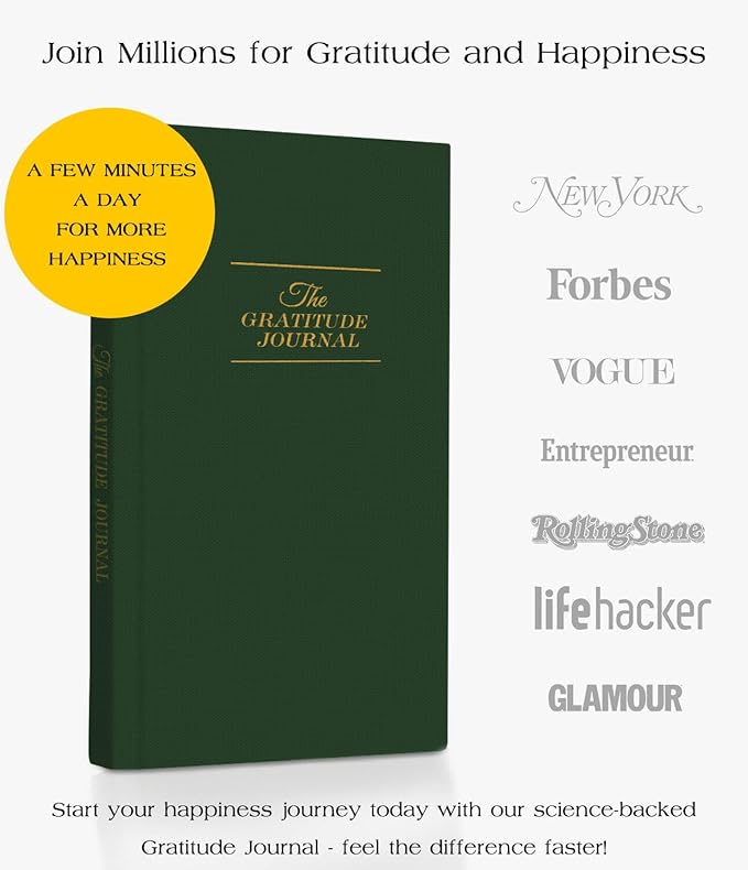 The Original Gratitude Journal with Inspiring Prompts & Quotes for Mindfulness, Reflection & Personal Growth - Daily Wellness Journal for Men & Women - Luxurious Earth Green Cover Bloomnest