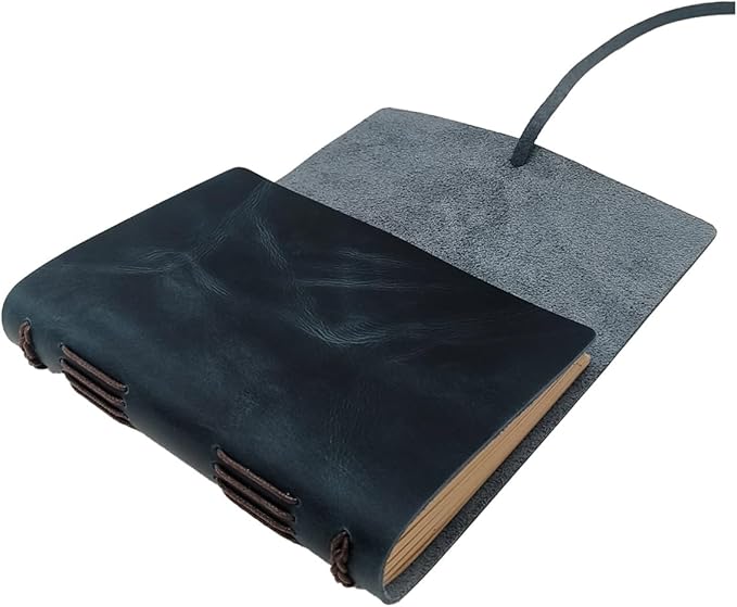 Blue Notebook Journal - Genuine Leather Journals for Writing Small Size Diary 5.5x7.5 Inch, Notepad For Man and Women, Gifts,Work,Travel Dark Blue - Bloomnest