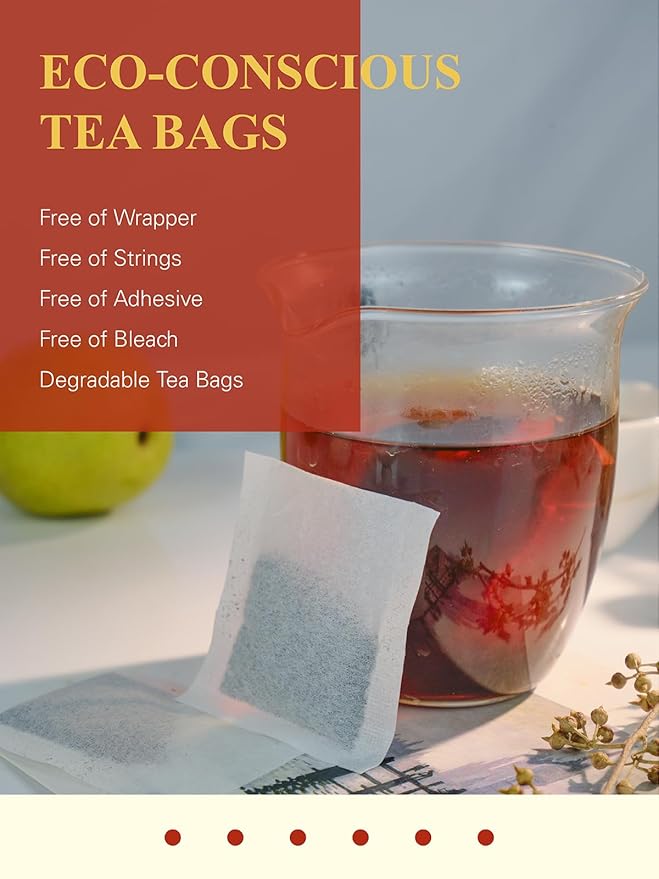 GLDNT Organic Pu-erh Tea Bags, Fermented Yunnan Dark Tea, Bold & Mellow Flavor, Caffeinated, 100 Count - Bloomnest