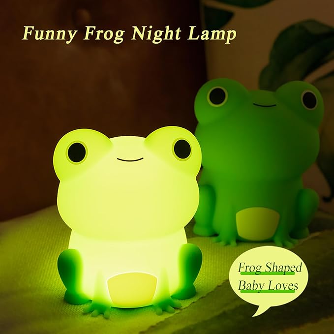 Night Light for Kids, Cute Frog Night Lamp Bedroom Nightlight for Girls Boys Teens, USB Rechargeable Silicone Animal Nightlight Christmas Birthday Gifts, Room Decor - Bloomnest