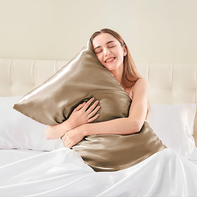 BEDELITE Satin Body Pillow Cover, Super Soft and Cooling Body Pillow Pillowcase for Hair and Skin, Breathable Silky Full Long Pillowcase Cover(20"x54", Tawny Brown) - Bloomnest