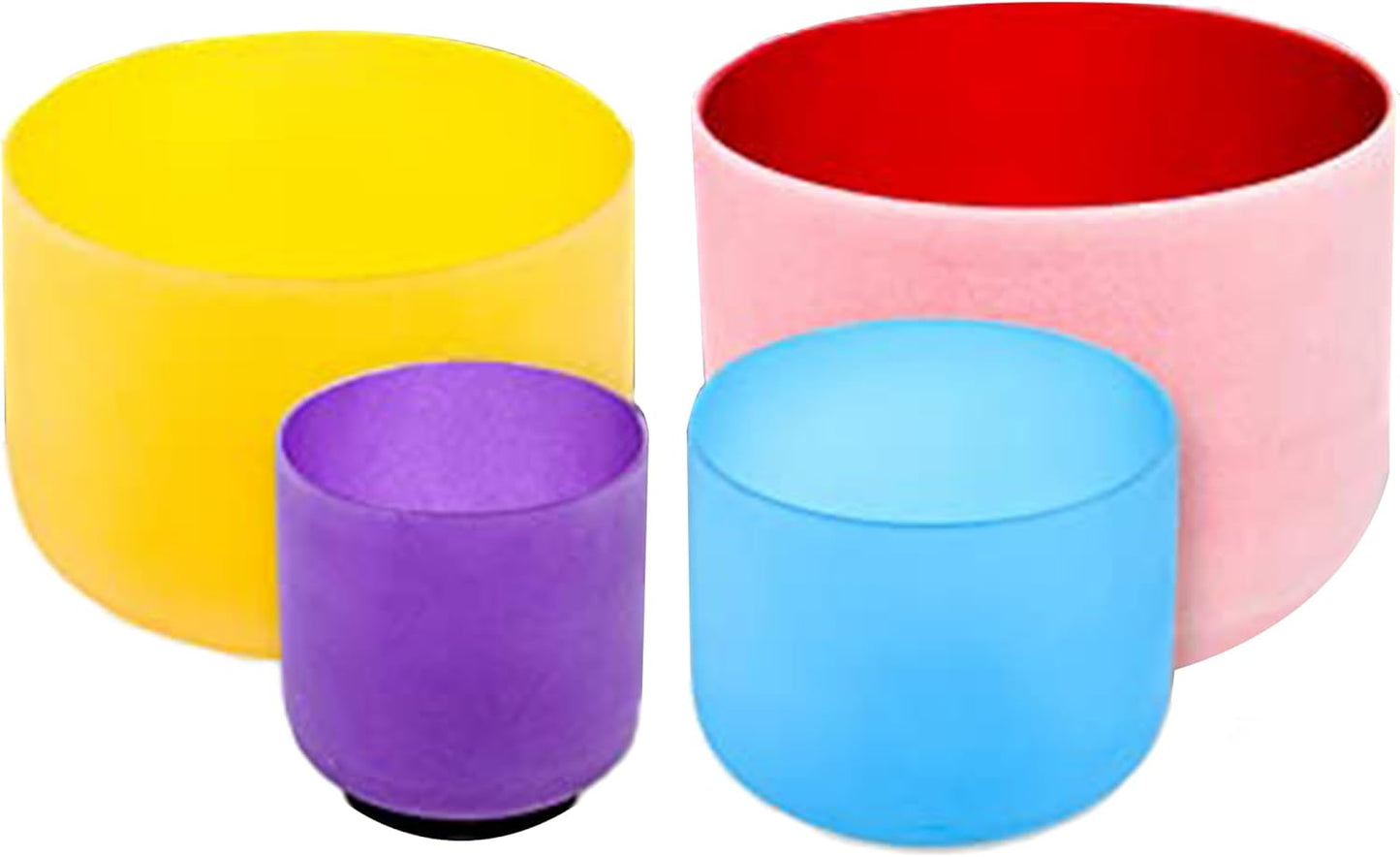 FMTY Singing Bowl Perfect Pitch 6B+8G+10E+12C Crystal Singing Bowl with Carrying Bag, Crystal Mallet, O-Ring Pure Quartz Crystal Sound Bowl for Meditation, Yoga, Spiritual Healing (Set of 4, Colored)