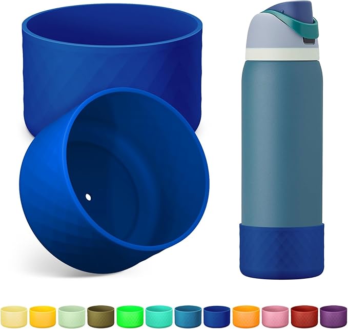 2PCS Silicone Water Bottle Boot for Owala 24oz 32oz 40oz, Anti-Slip Protective Sleeve Bottom Bumper Protector for FreeSip, Twist, and Flip Stainless Steel Water Bottles Alwenid