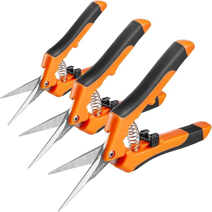 GROWNEER 3 Packs 6.5 Inch Pruning Shears Gardening Hand Pruning Snips Gardening Scissors with Straight Stainless Steel Precision Blades - Bloomnest