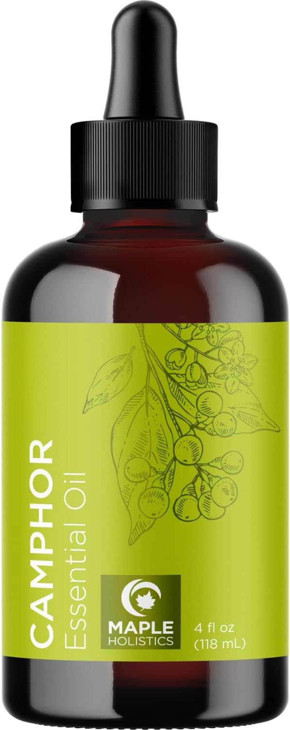 Pure Undiluted Camphor Essential Oil - 100% Pure Camphor Oil for Aromatherapy and Beauty DIYs Great for Soothing Skin and Clearing Chest - Outdoor Diffuser Oil for Patios and Porches (4 Fl Oz) - Bloomnest