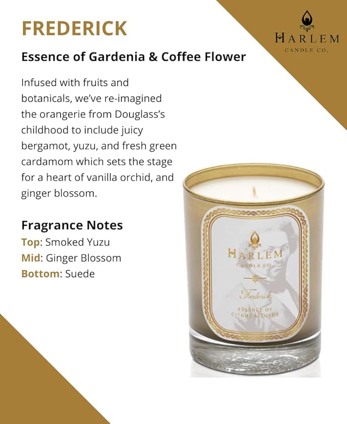 HARLEM CANDLE CO. Frederick - Luxury Scented Soy Candle, 11 oz - 80-Hour Burn Time | Bergamot, Yuzu, Cardamom, Suede, Sandalwood | Scented Candles for Home - Bloomnest