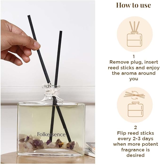 Folkulture Incense Sticks | Set of 6 (120 Sticks) Palo Santo Insence-Sticks | Sandalwood Incenses, Lemongrass, Rose Geranium | Reed Diffuser Home Decor | Scents with 5 Reed Sticks for Gift FOLKULTURE