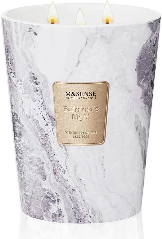 M&SENSE Summer Night Scented Candles for Home, 3-Wick Highly Scented Jar Candles, Extra Large Candle 35 Oz 150 Hours Long Lasting Burning, Relaxing Aromatherapy Candle for Stress Relief, Meditation - Bloomnest