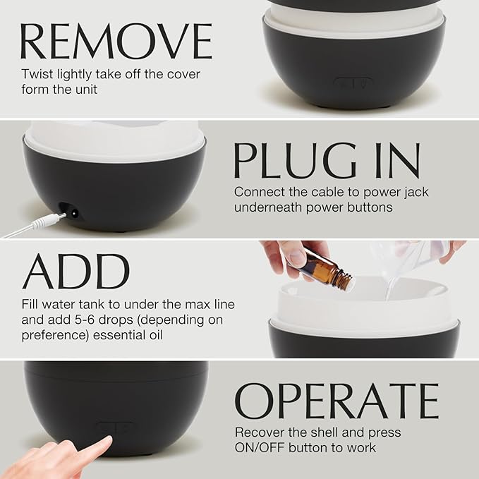 SALKING 2 Pack Flame Essential Oil Diffusers for Home, 150ml Fire Ultrasonic Diffusers for Essential Oils, Aromatherapy Diffuser with Auto-Off Function for Home, Office, Bedroom, Gift (White & Black) - Bloomnest