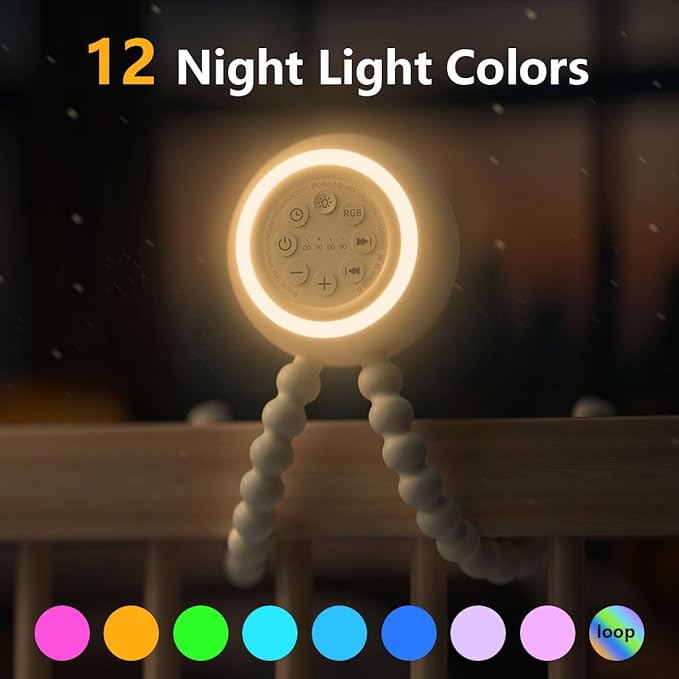 Easysleep Portable Sound Machine for Baby Adult White Noise Machine with 30 Soothing Sounds 32 Volume Levels 4 Timer Sleep Soother Rechargeable Shush Brown Noise Machine for Home, Travel & Office