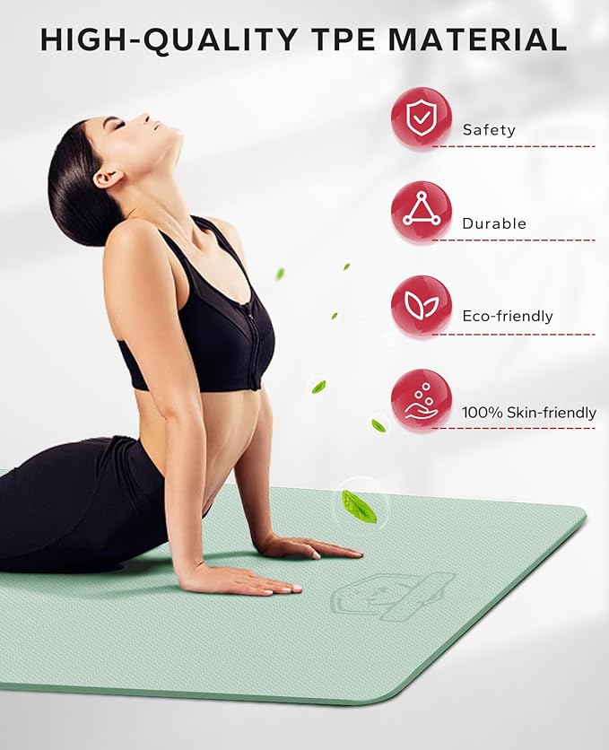 HAPBEAR Extra Large Yoga Mat - 72"x48"/78"x54", 1/4" & 1/3" Thick, Non-Slip, Durable, Eco-Friendly, Wide Exercise Mat for Home Workouts, Yoga, Pilates, Stretching, Meditation (Barefoot Exercise) - Bloomnest