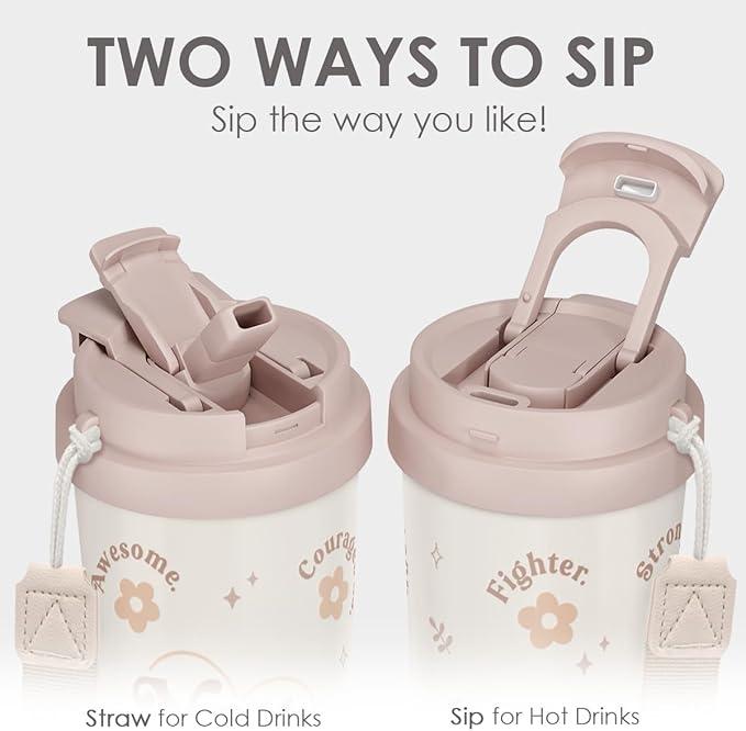 Inspiration Tumbler - Stainless Steel 2-in-1 Lid Coffee Tumbler 18 oz, Insulated Travel Mug Gift for Women Teen Mother, Birthday Christmas - Bloomnest