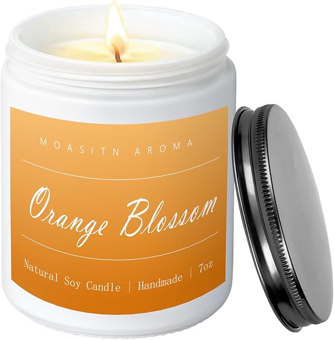 MOASITN Orange Blossom Highly Scented Candles for Home| Natural Soy Aromatherapy Candle| Handmade Long Lasting Jar Candle| Candel Gift for Women,Men as Spring, Summer,Relaxing,Housewarming Gifts| 7oz - Bloomnest