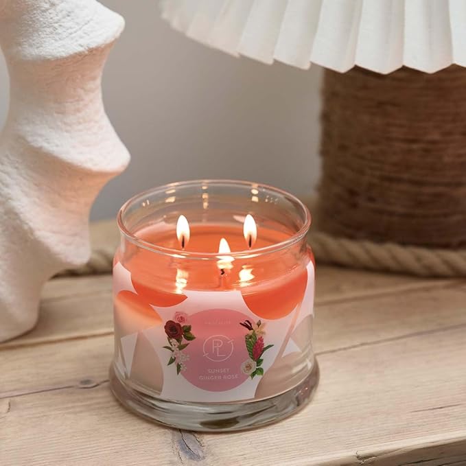 PartyLite Scented Jar Candle, Bergamot and Ginger Blossoms with Jasmine and Rose Scent, 3-Wick Aromatherapy with 25-45 Hours of Burn Time, Ideal for Home Decor, Holiday Gifting and Celebration - Bloomnest