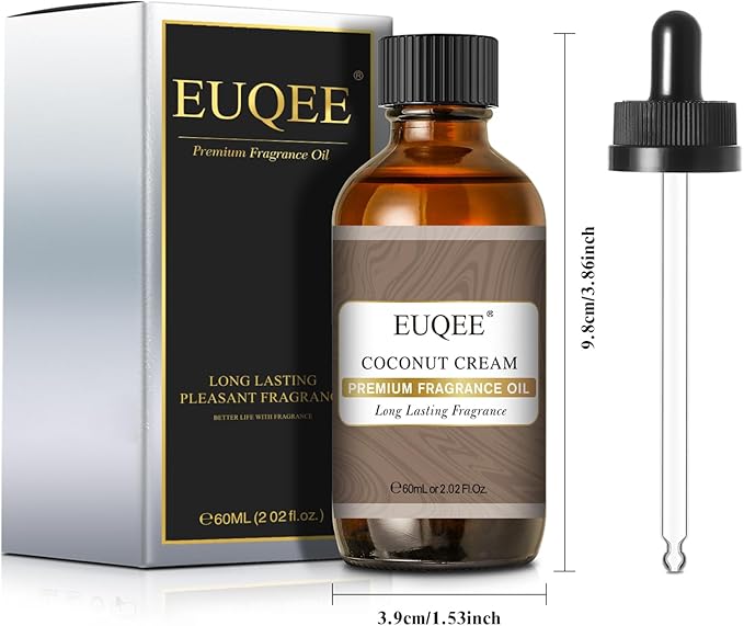 EUQEE 2.02 Fl OZ Coconut Cream Fragrance Oils, Premium Fragrance Essential Oils with Glass Dropper for Diffusers, Soap Candle Making(60ml) - Bloomnest