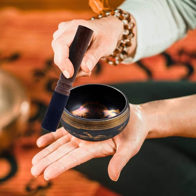 DomeStar Tibetan Singing Bowl Set, Authentic Handmade Meditation Bowl Stress Relief Yoga Set with Striker & Cushion for Sound Therapy, Chakra Healing, Spiritual Gatherings - Bloomnest
