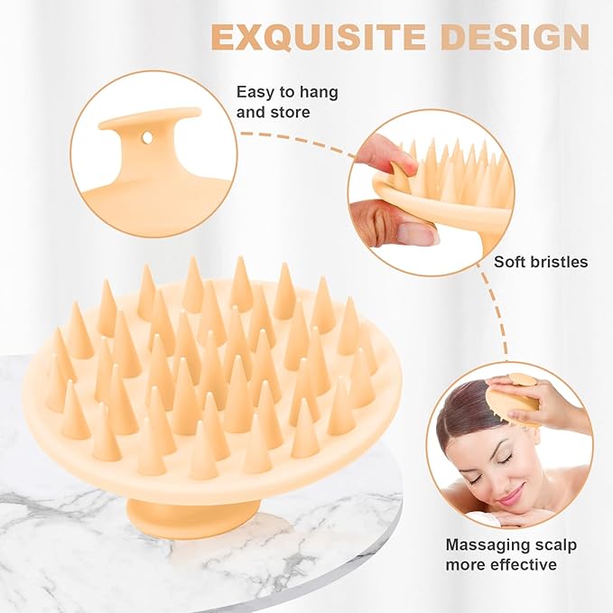 Meartchy Silicone Scalp Massager Shampoo Brush, Scalp Scrubber for Hair Growth (Salmon Pink) Meartchy