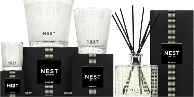 NEST New York Scented Classic Candle, Bamboo - 8.1 oz - Up to 60-Hour Burn Time - Reusable Glass Vessel - Bloomnest