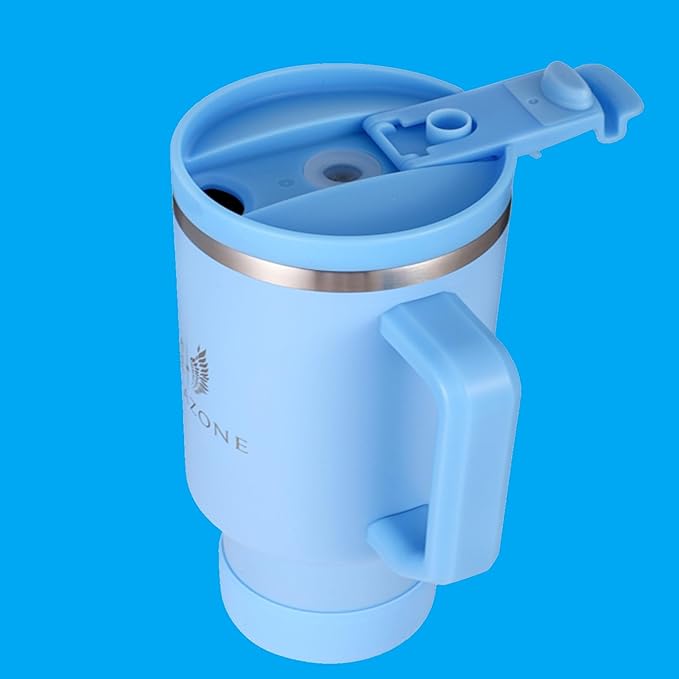 40 oz Insulated Tumbler with Handle and Straw – Stainless Steel Double Wall Vacuum Cup Fits Car Cup Holder, Hot Cold Travel Mug, BPA Free Reusable Water Bottle Gift for Women Men - Sky Blue - Bloomnest