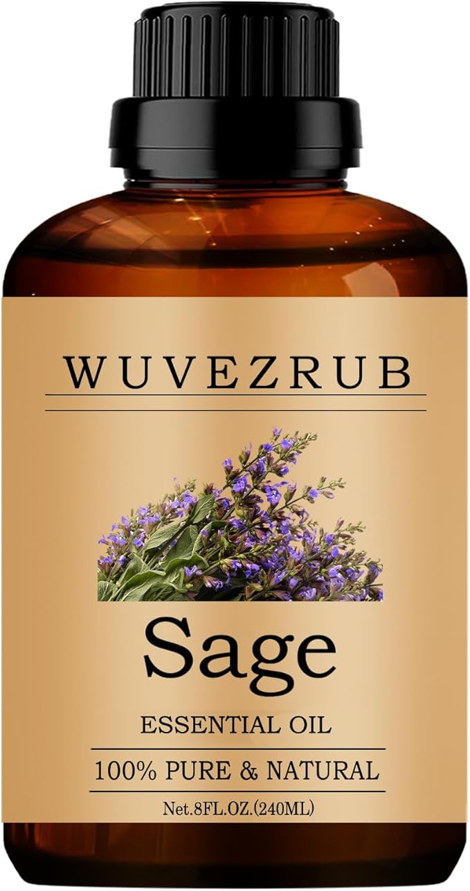 Sage Essential Oils, 240ML Pure and Natural Essential Oil for Aromatherapy Diffuser - Sage /8 Fl Oz - Bloomnest