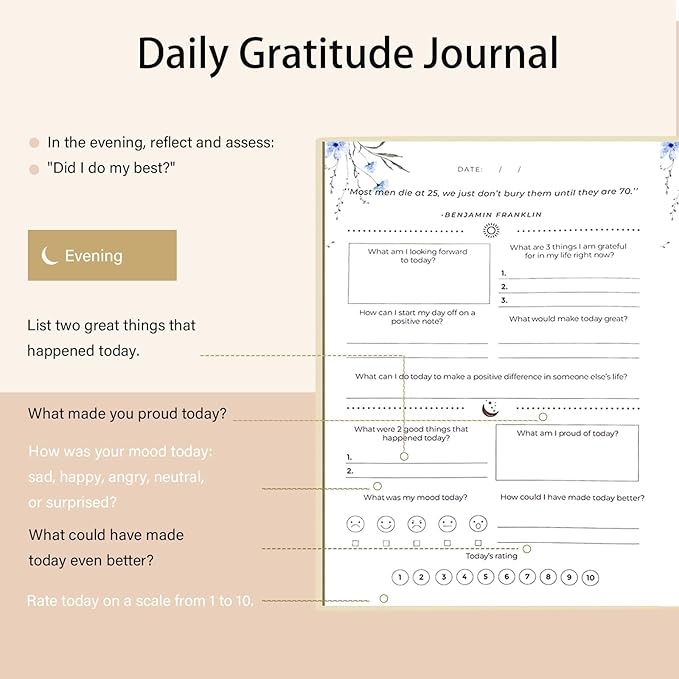 Gratitude Journal for Women & Men – Daily Mindfulness Journal with Positivity Tracker, Happiness Exercises, and Guided Reflective Writing – Self-Care Journal for Personal Growth (Beige) CreinLynh
