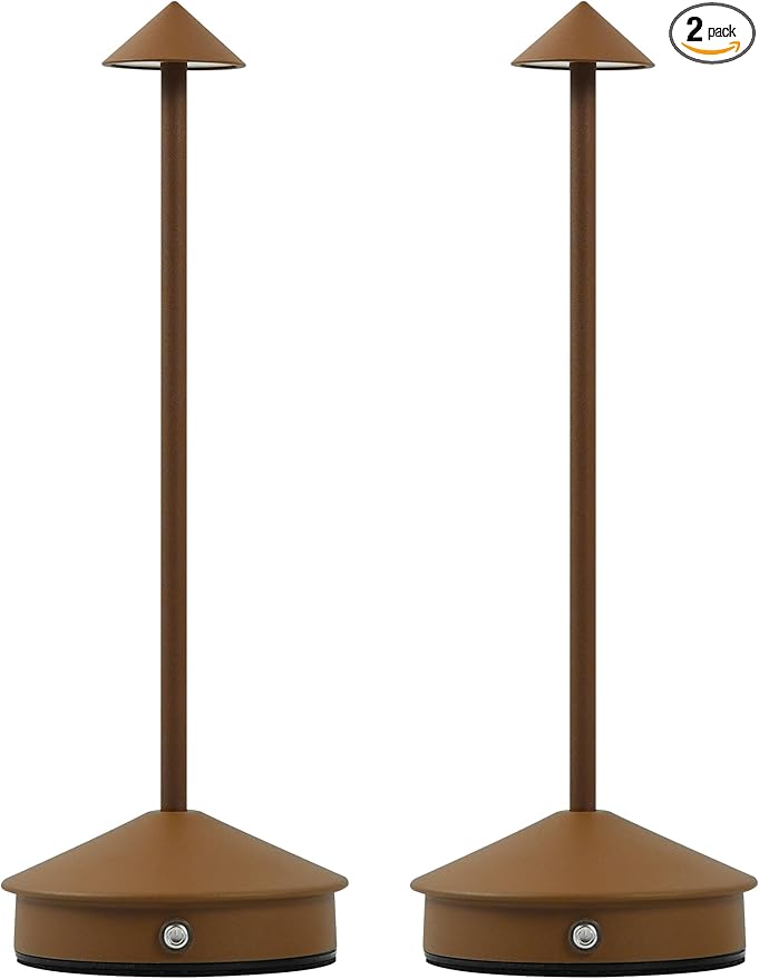 Cordless Table Lamps,LED Rechargeable Desk Lamp,Portable Modern USB Battery Operated Lights,Outdoor Waterproof Touch Dimmable,for Patio,Restaurant,Bar,Camping,Dining Home Set of 2 Brown - Bloomnest